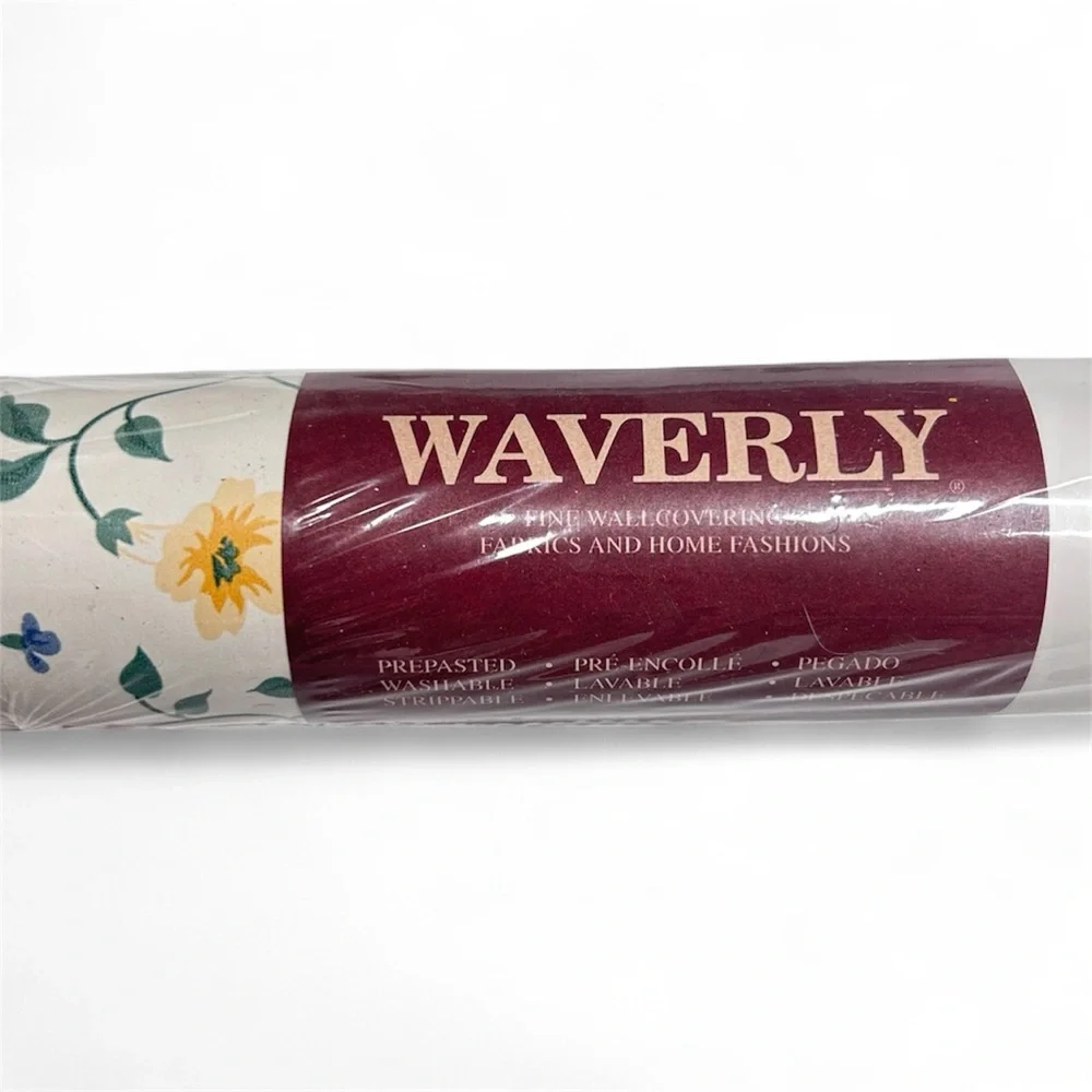 New Vintage Wallpaper Roll Floral Flowers White Cream Cottagecore